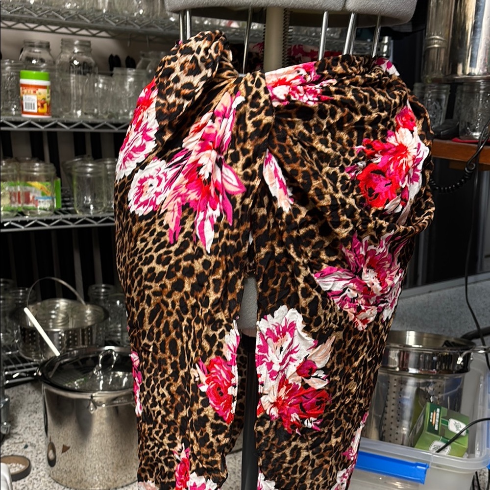 Leopard Print Floral swim coverup